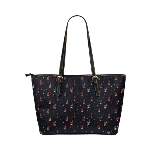Mushroom Family - Vegan Leather Zipper Tote Handbag (Large)