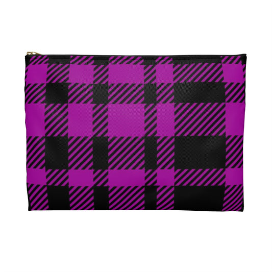 Flat Zipper Pouch - Pink Buffalo Check, Pink Plaid