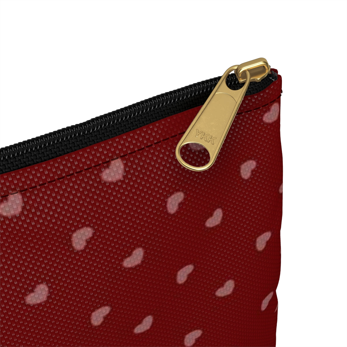 Flat Zipper Pouch - Hearts on Red