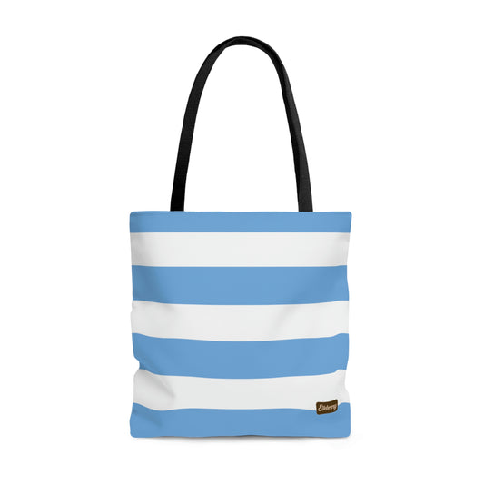 Lightweight Tote Bag - Light Blue/White Stripes