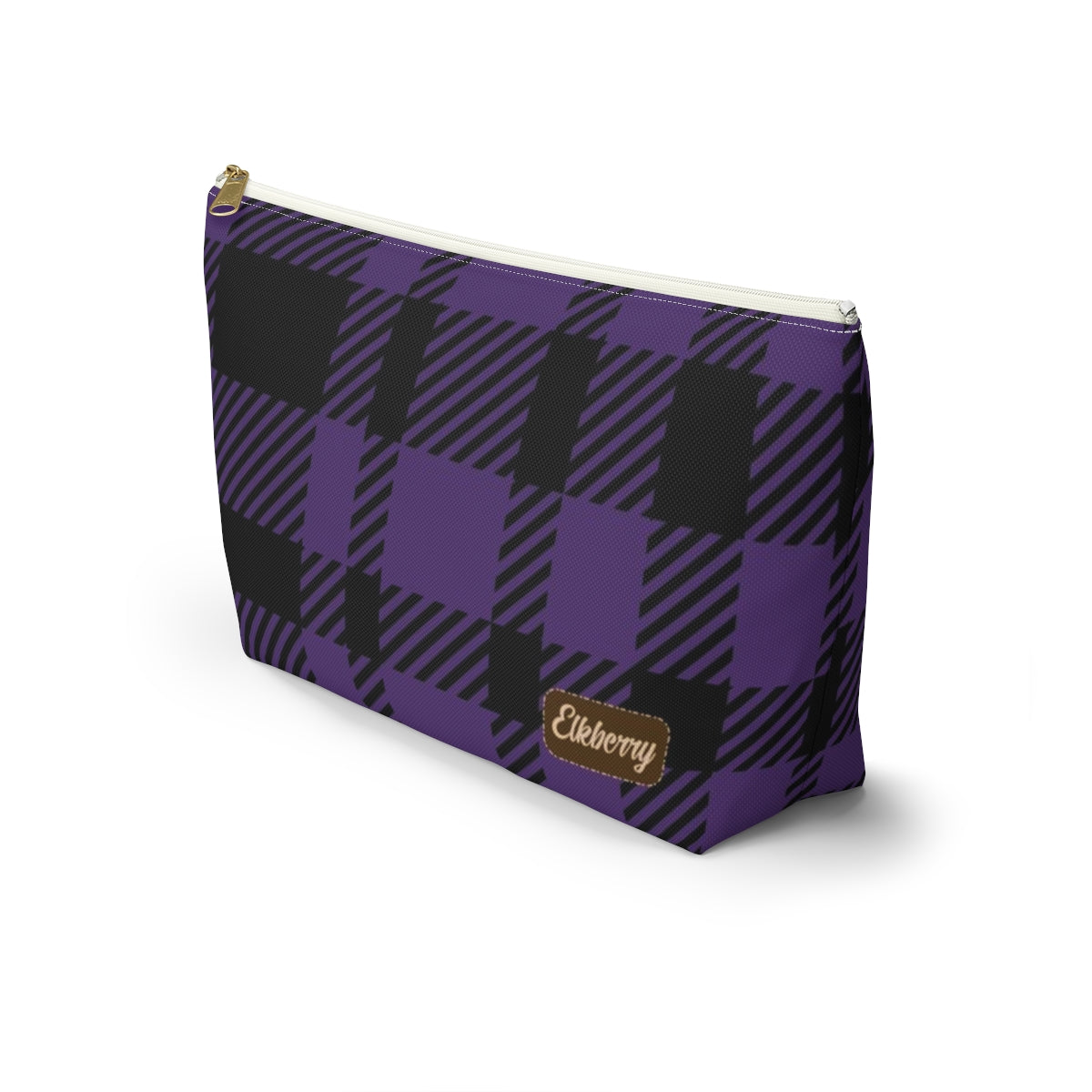 Big Bottom Zipper Pouch - Purple Buffalo Check, Purple Plaid