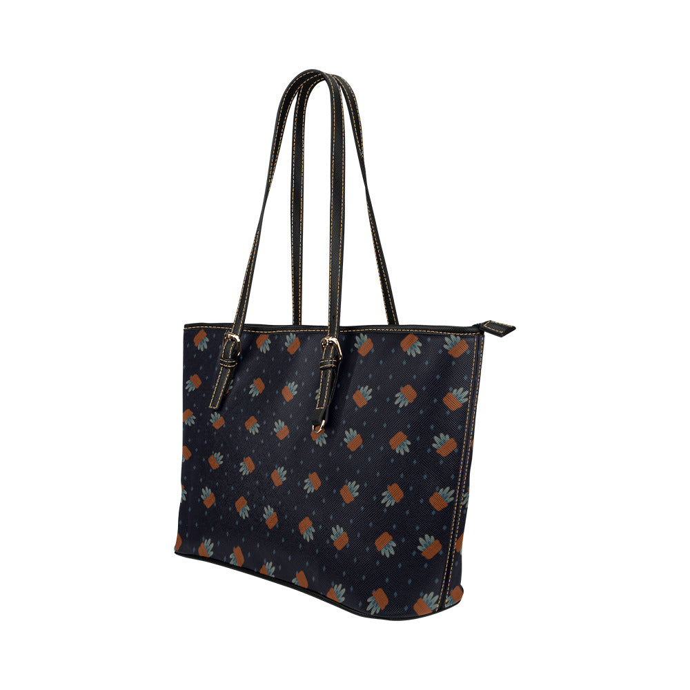 Little Planties Vegan Leather Zipper Tote Handbag (Large)