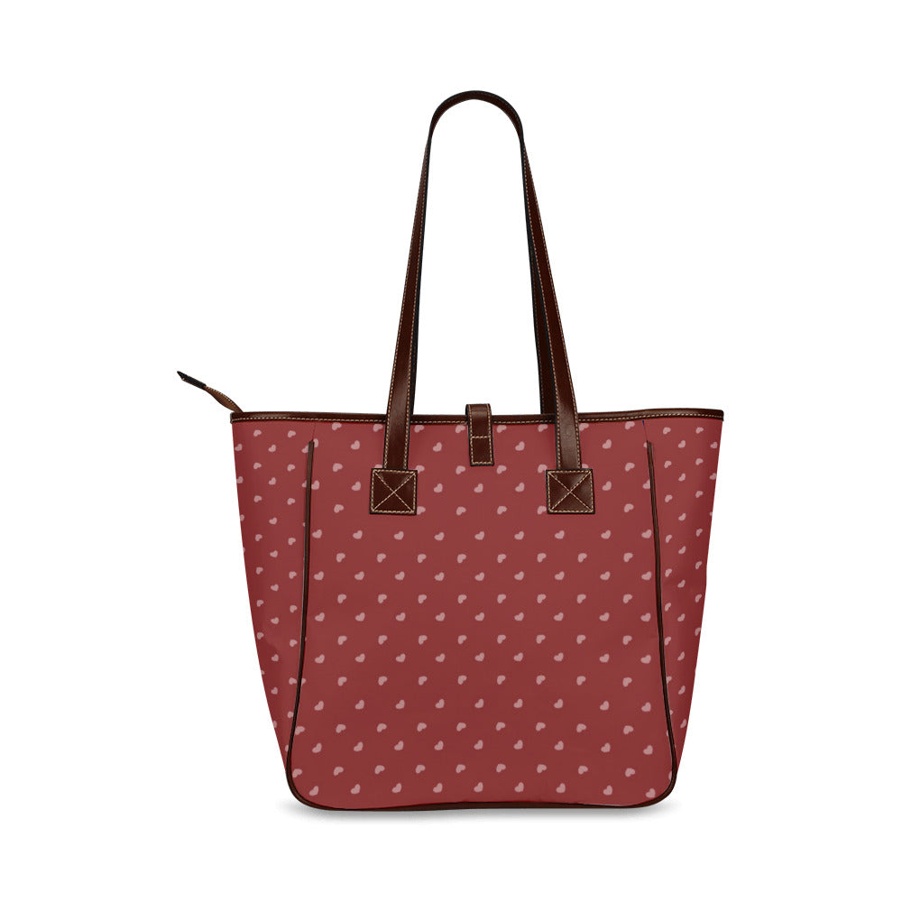 Pink Hearts on Red Classic Tote Handbag