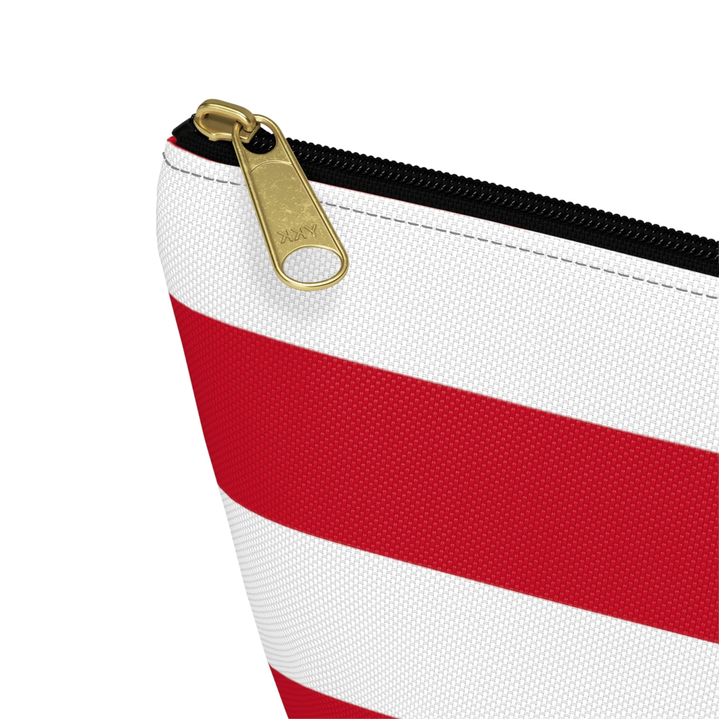 Big Bottom Zipper Pouch - Red/White Stripes
