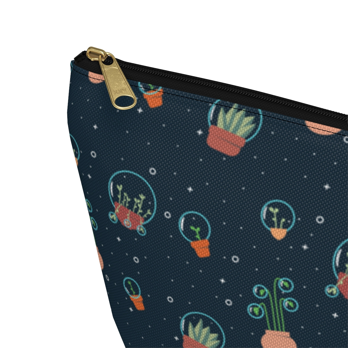 Big Bottom Zipper Pouch - Space Garden