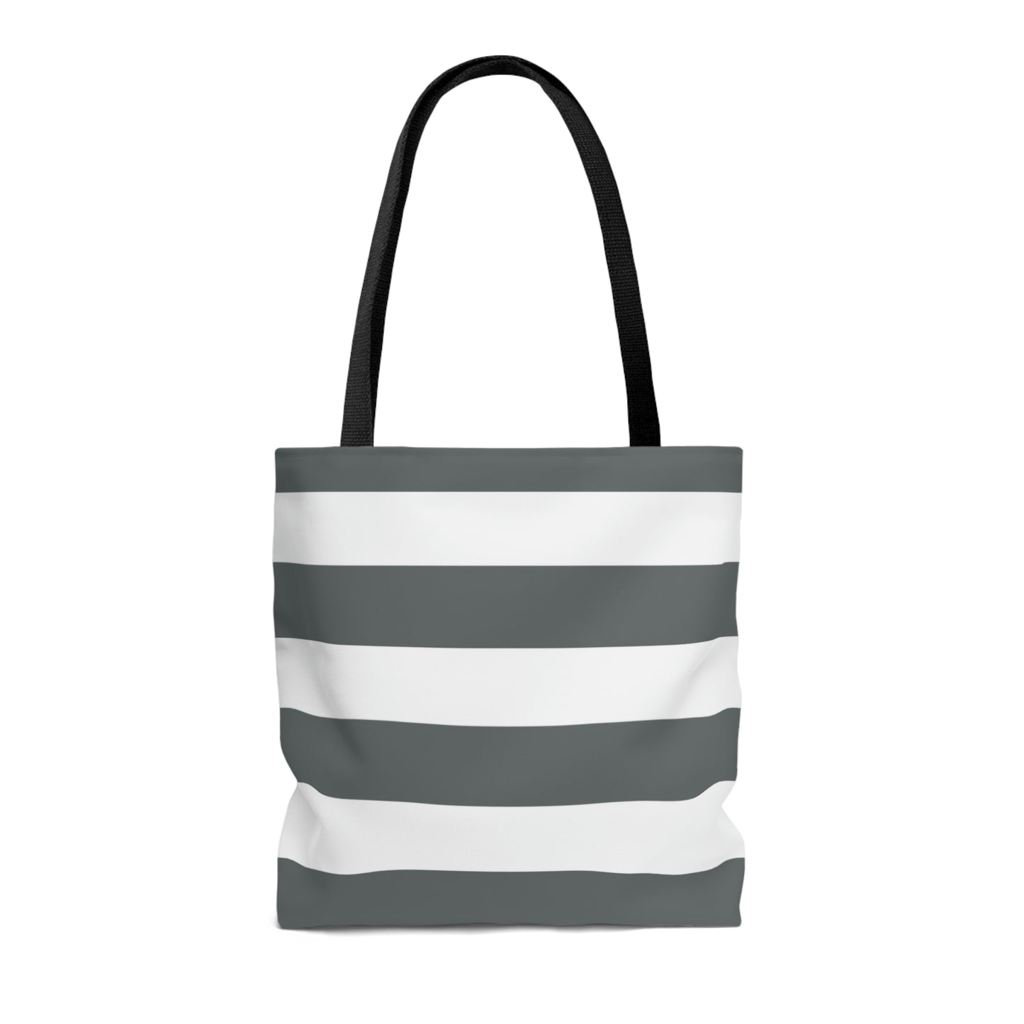 Lightweight Tote Bag - Charcoal Gray/White Stripes
