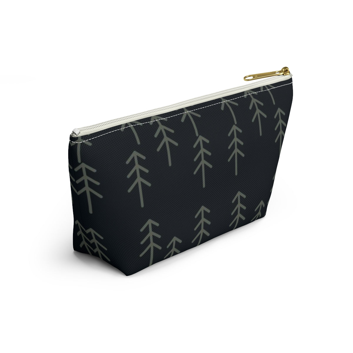Big Bottom Zipper Pouch - Stick Trees in Navy