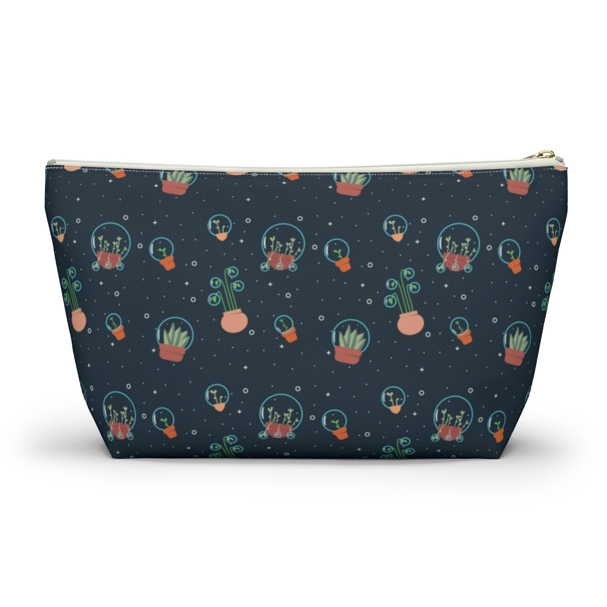 Big Bottom Zipper Pouch - Space Garden