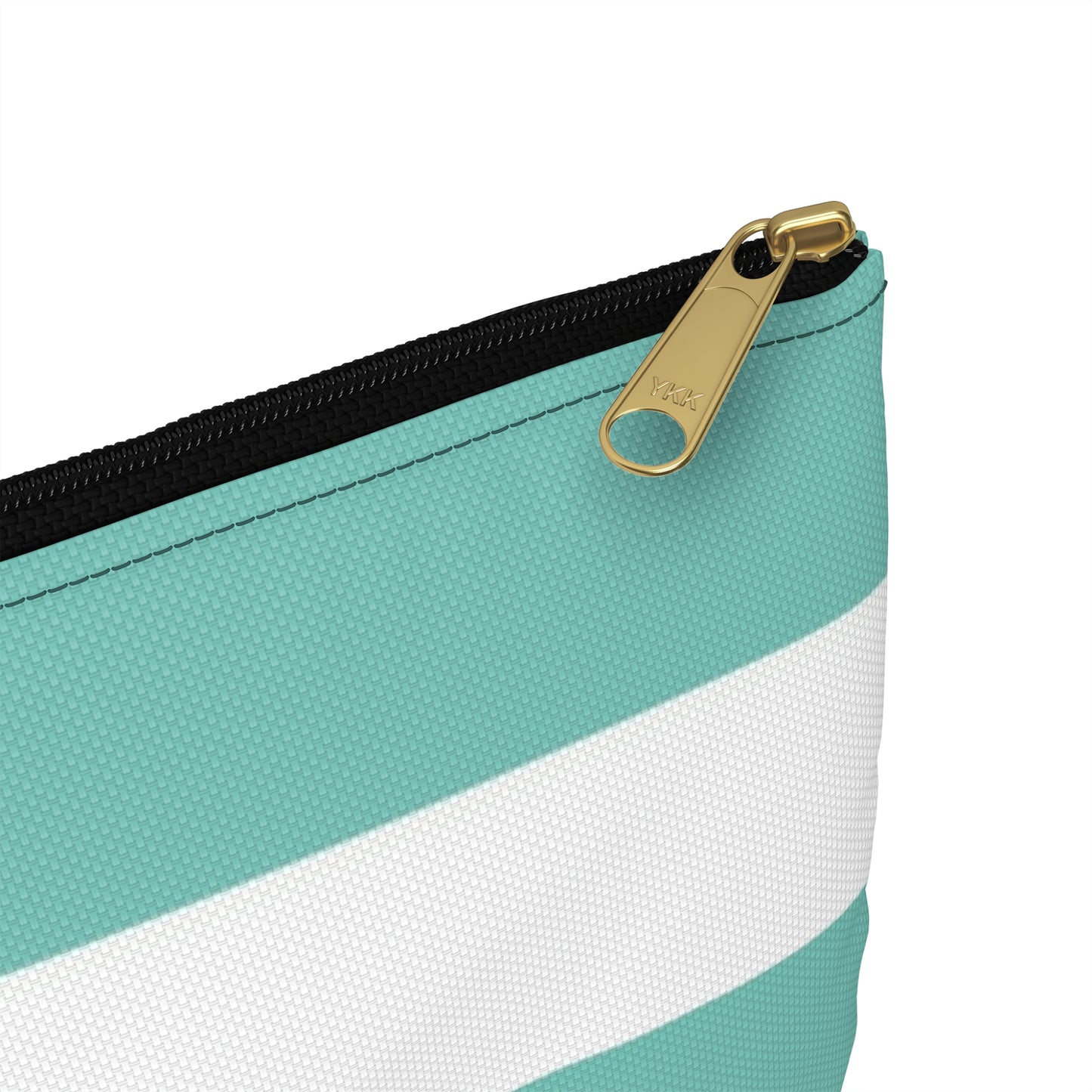 Flat Zipper Pouch - Aqua/White Stripes