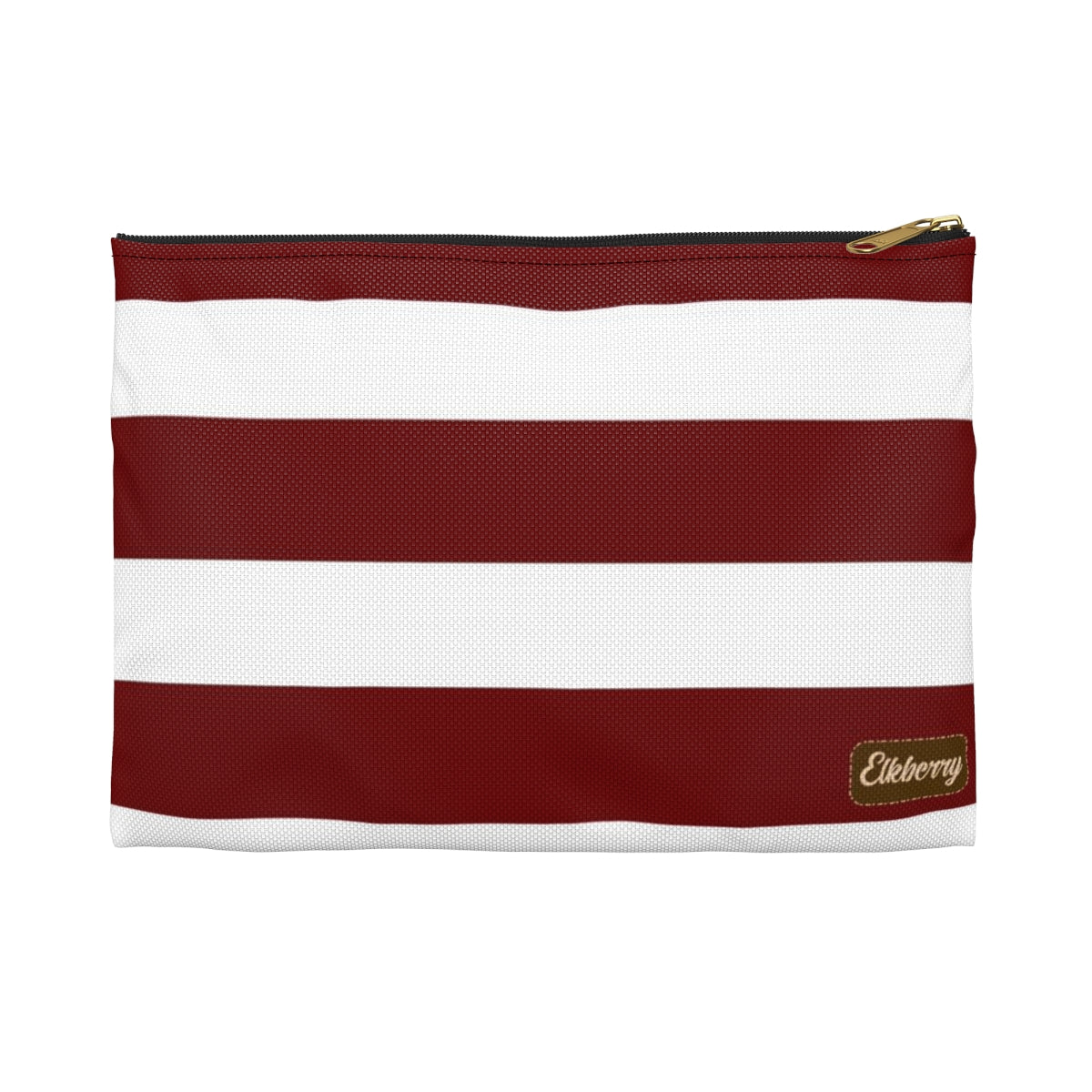 Flat Zipper Pouch - Berry/White Stripes