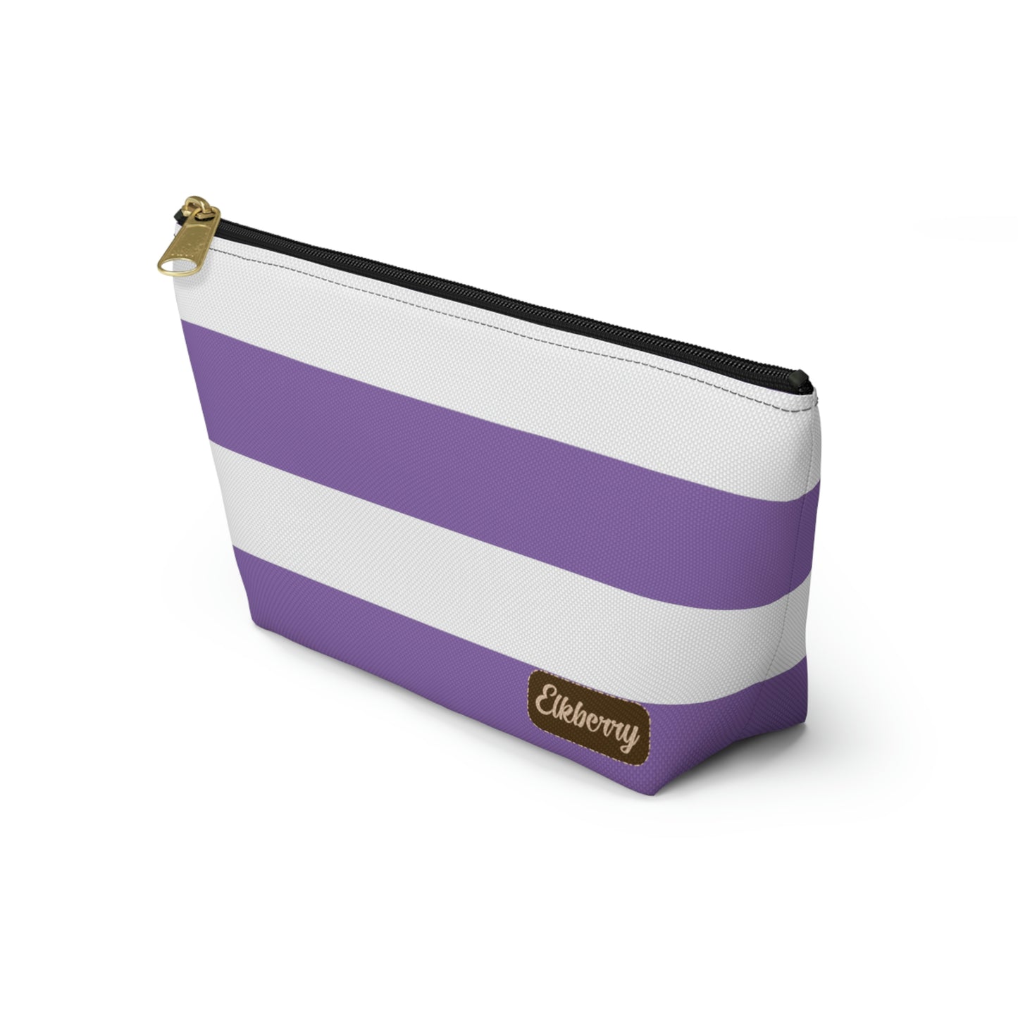 Big Bottom Zipper Pouch - Lilac/White Stripes