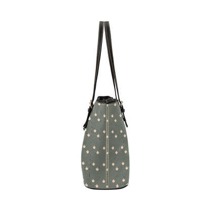Lotus - Sage Vegan Leather Zipper Tote Handbag (Small)