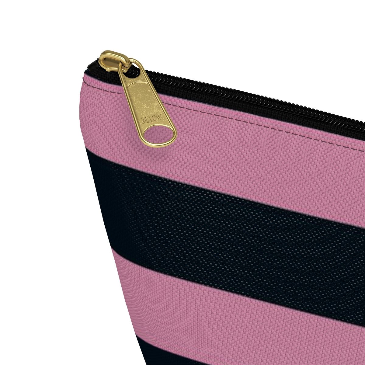 Big Bottom Zipper Pouch - Dusty Rose Pink/Navy Stripes