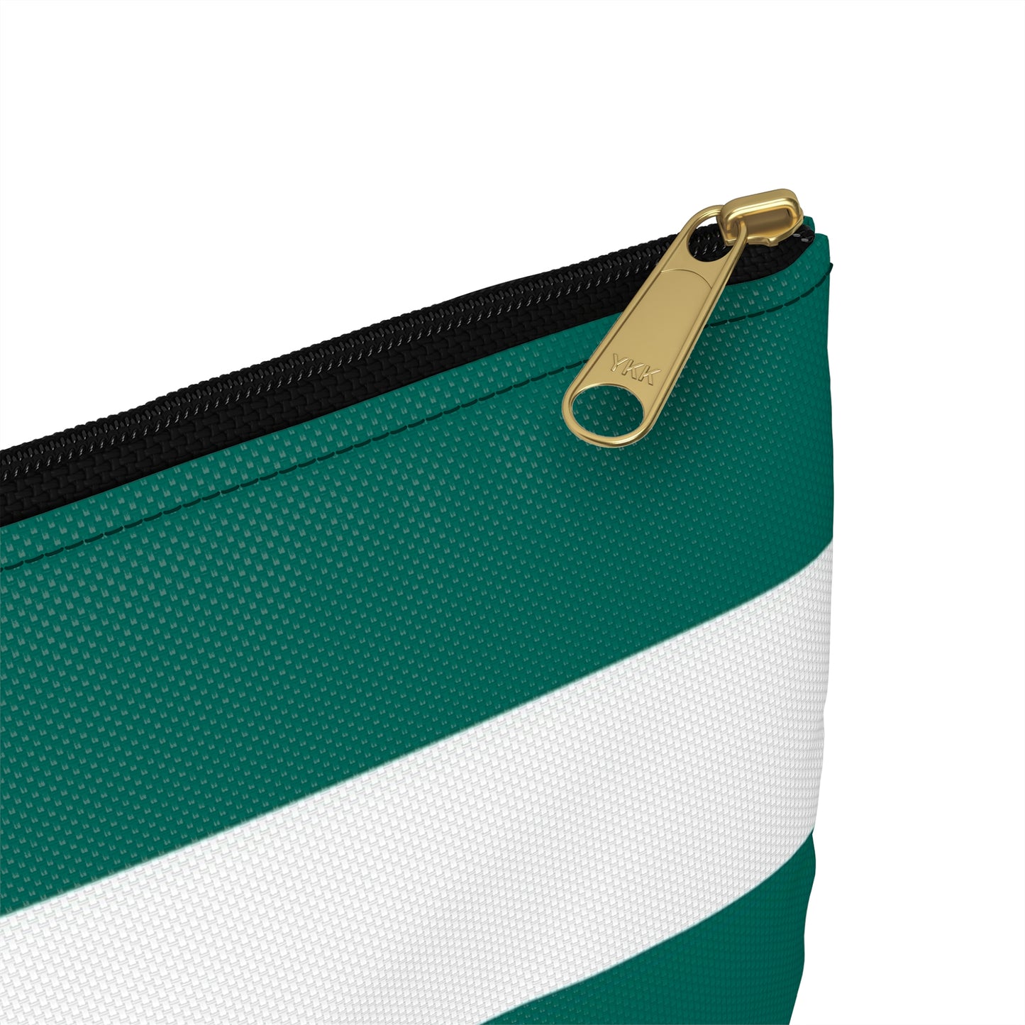 Flat Zipper Pouch - Turquoise/White Stripes