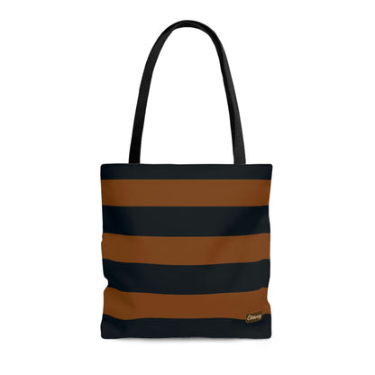 Lightweight Tote Bag - Pumpkin/Navy Stripes