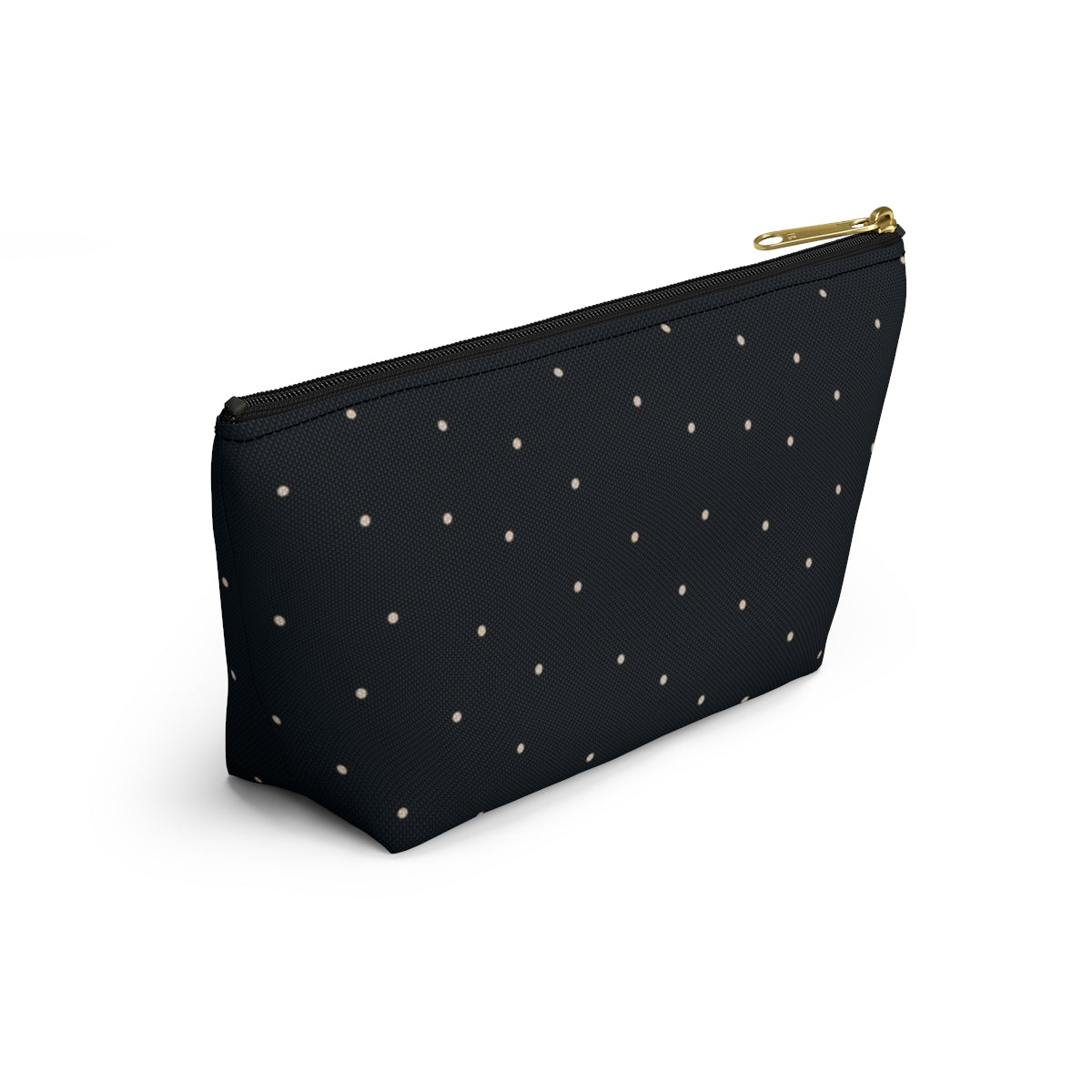 Big Bottom Zipper Pouch - Dots on Navy