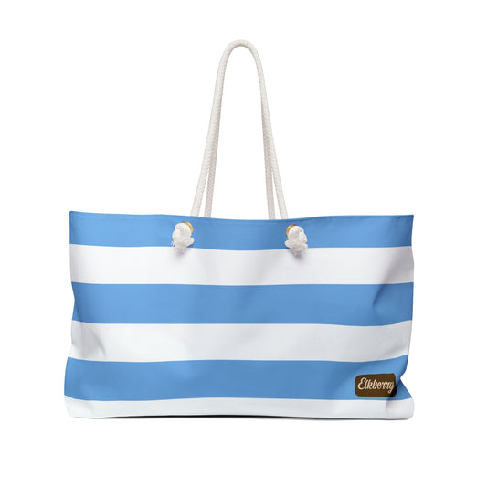 Weekender Tote Bag - Light Blue/White Stripes