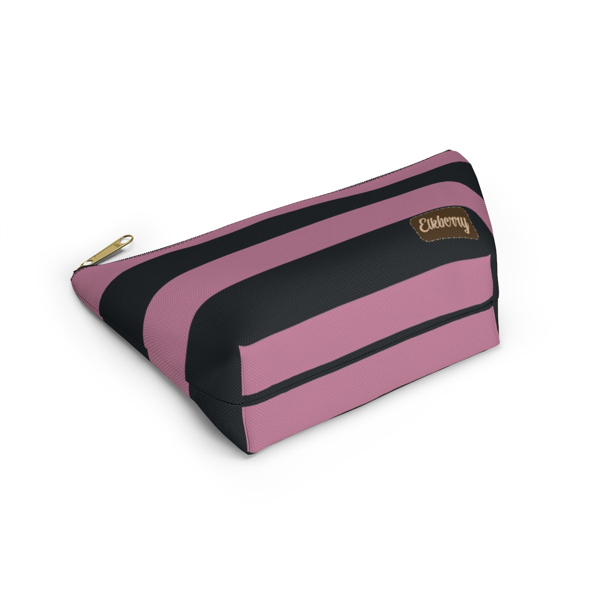 Big Bottom Zipper Pouch - Dusty Rose Pink/Navy Stripes
