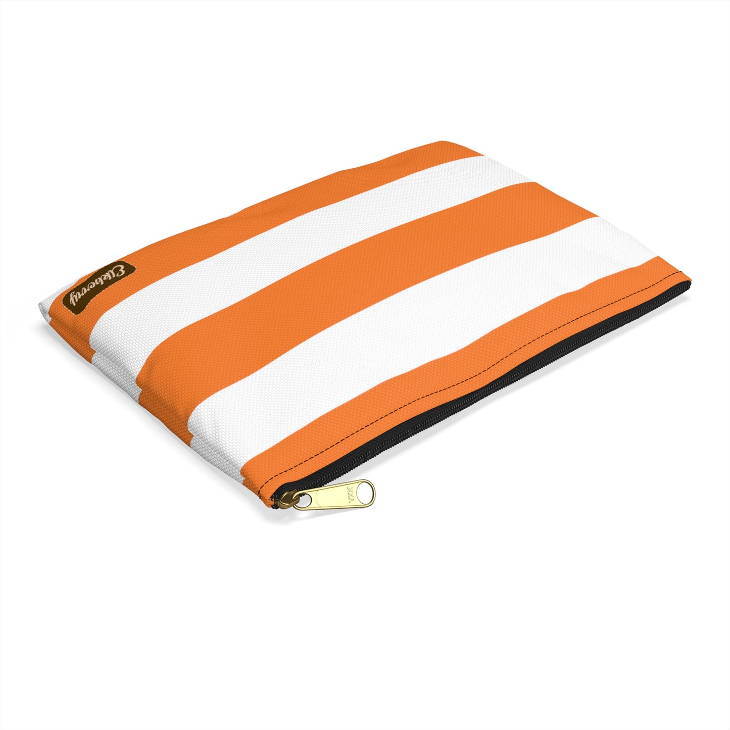 Flat Zipper Pouch - Orange/White Stripes