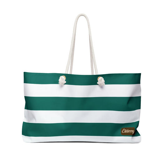 Weekender Tote Bag - Turquoise/White Stripes