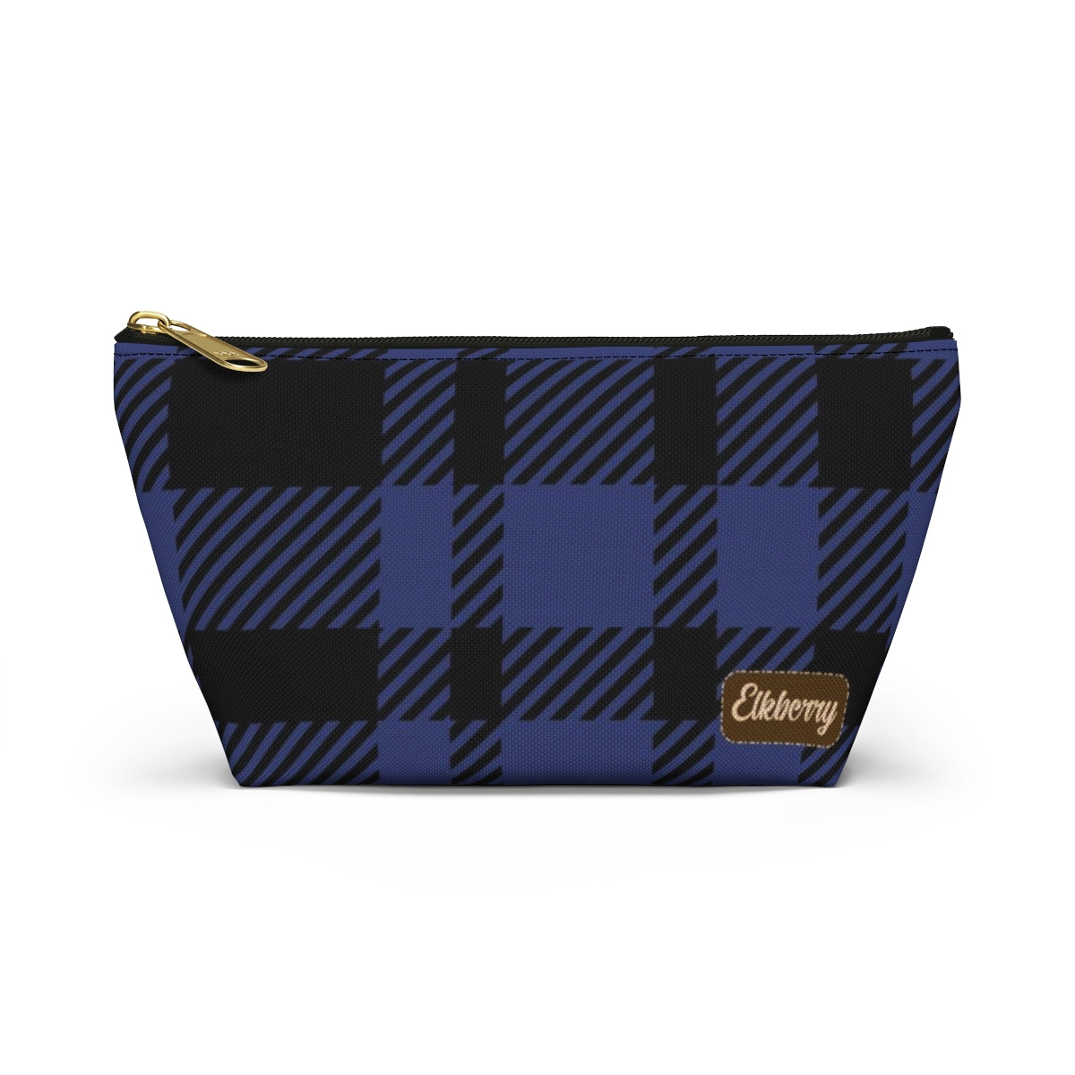 Big Bottom Zipper Pouch - Blue Buffalo Check, Blue Plaid