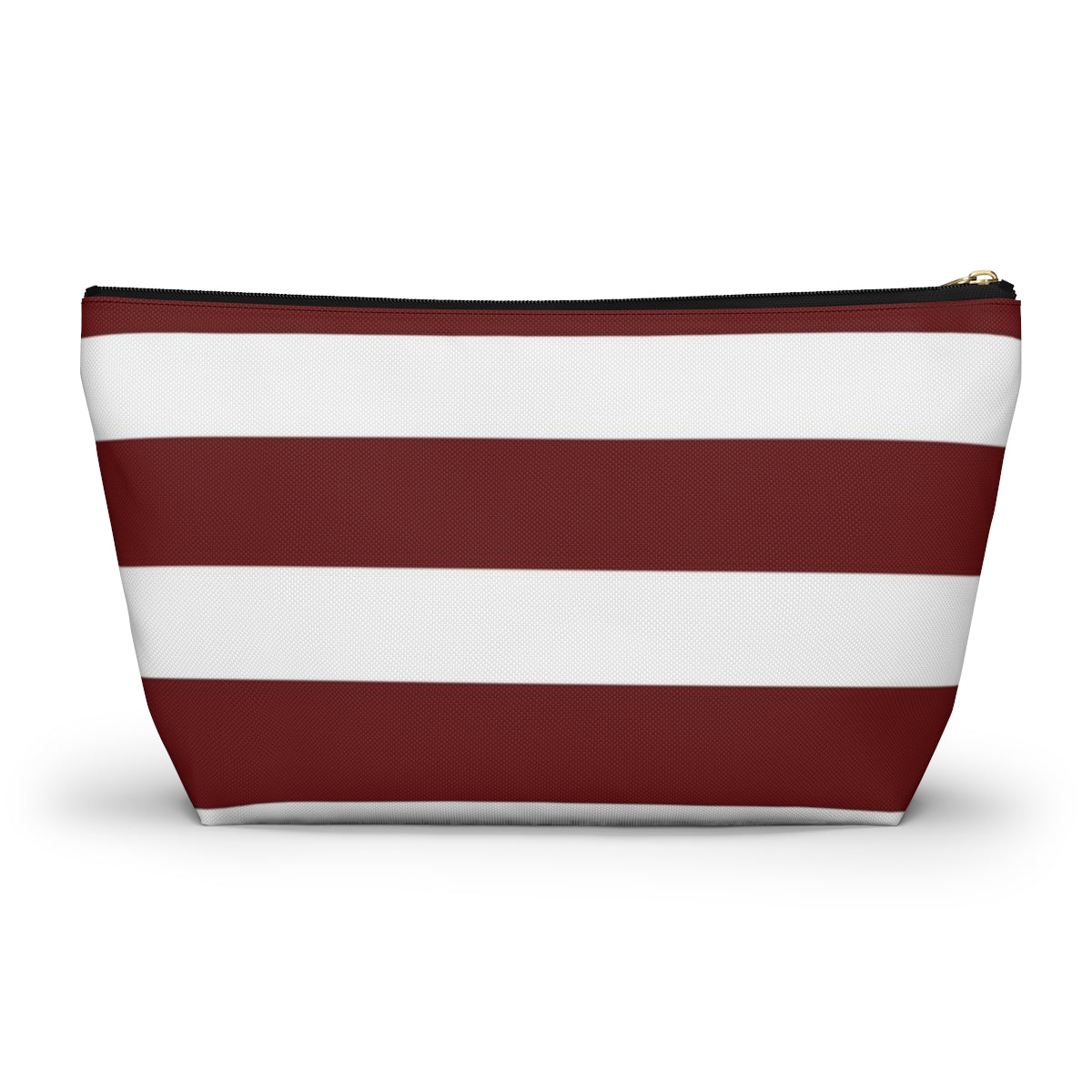 Big Bottom Zipper Pouch - Berry/White Stripes
