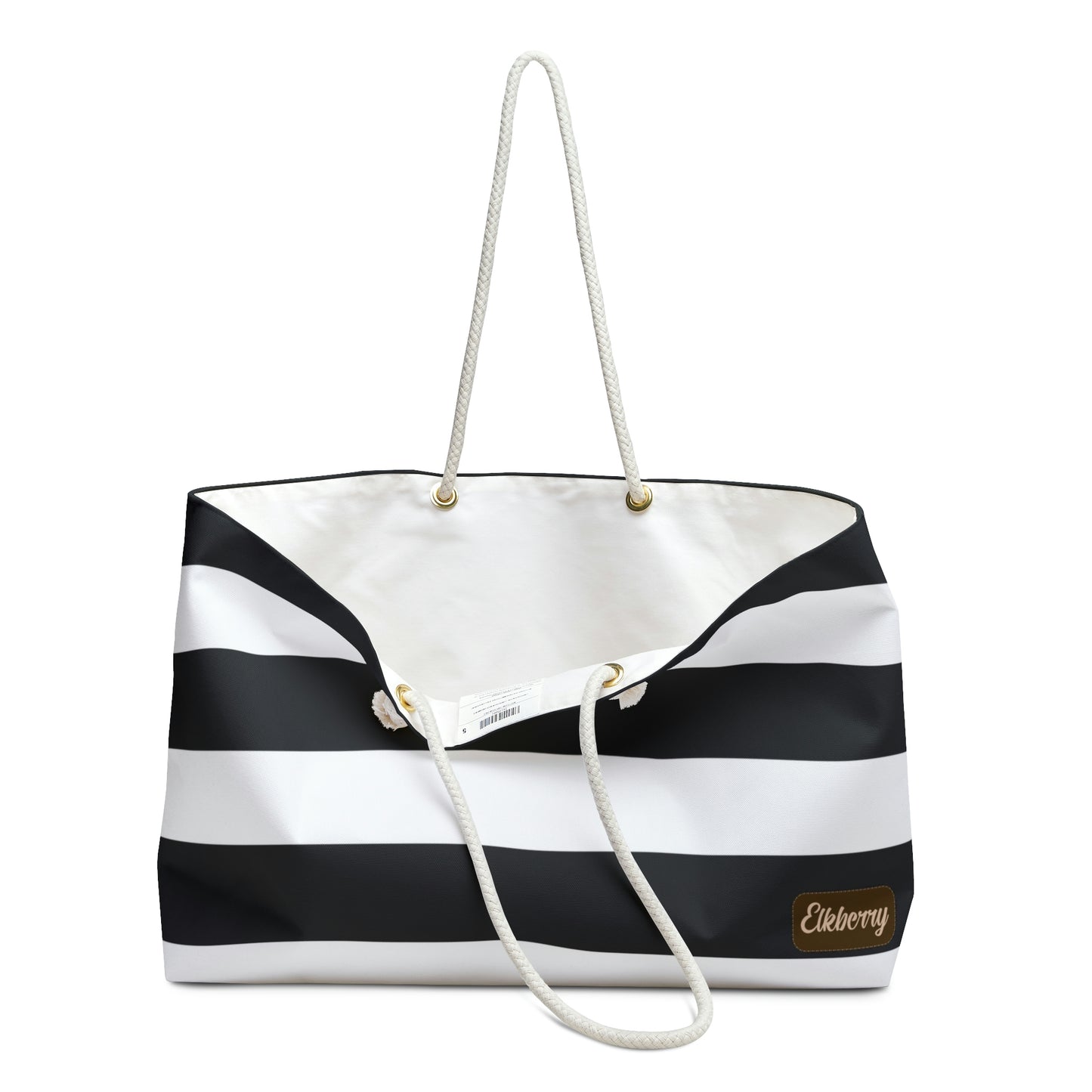 Weekender Tote Bag - Black/White Stripes