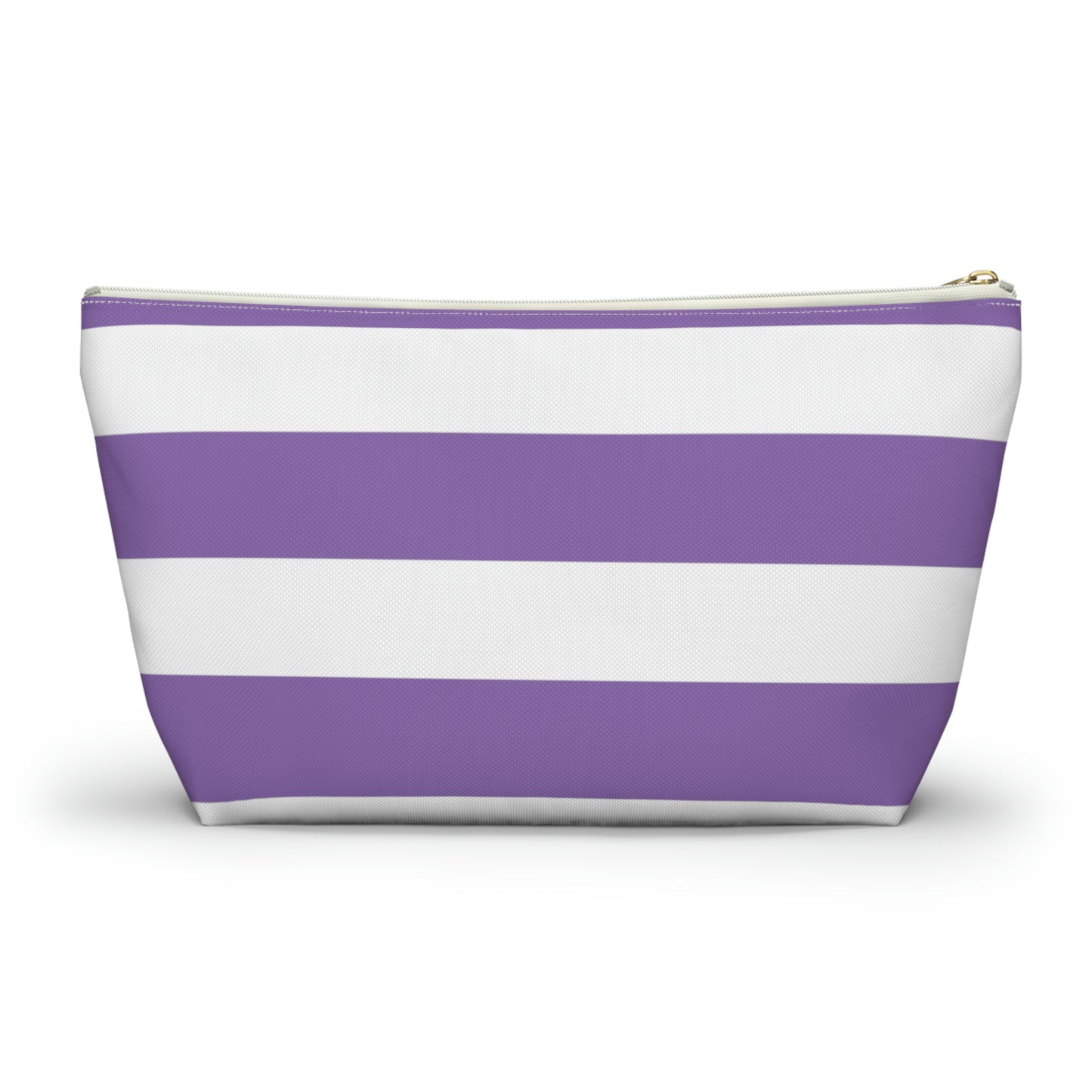 Big Bottom Zipper Pouch - Lilac/White Stripes