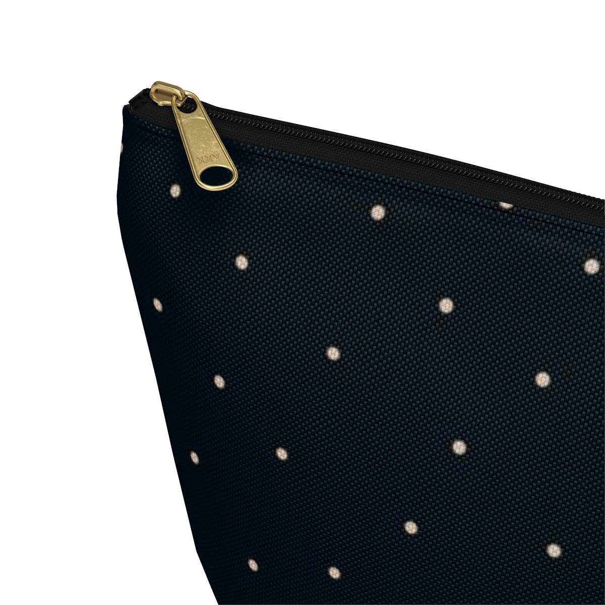 Big Bottom Zipper Pouch - Dots on Navy
