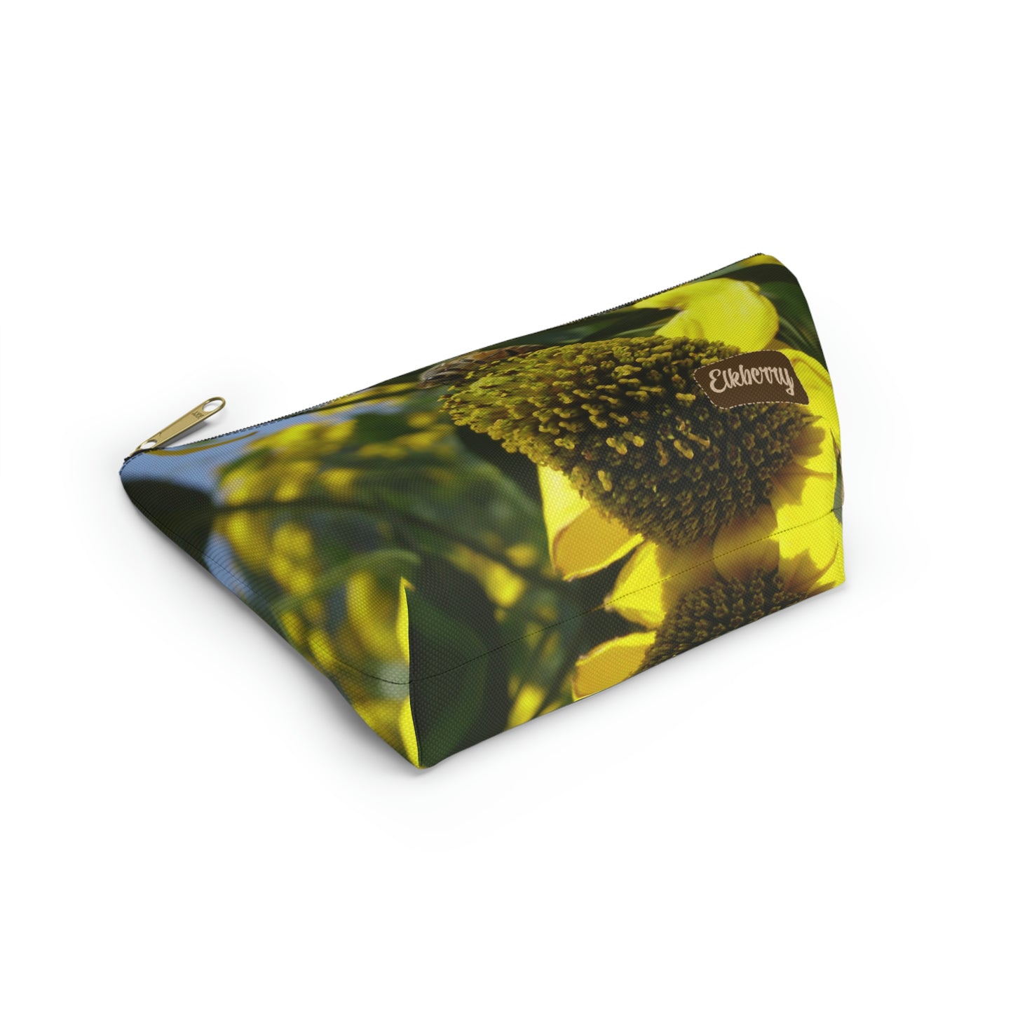 Big Bottom Zipper Pouch - Bee on Yellow Coneflower