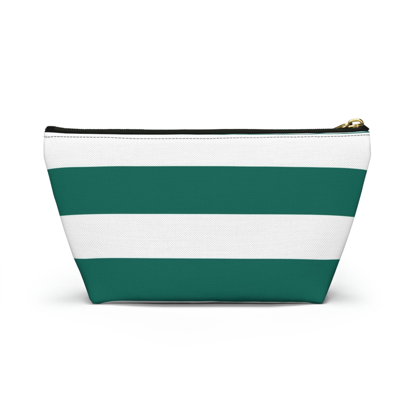 Big Bottom Zipper Pouch - Turquoise/White Stripes