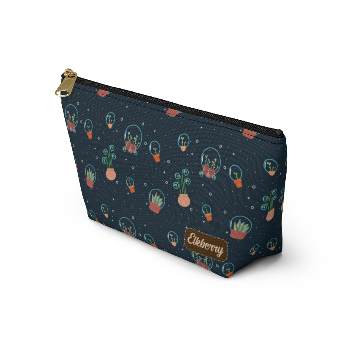 Big Bottom Zipper Pouch - Space Garden
