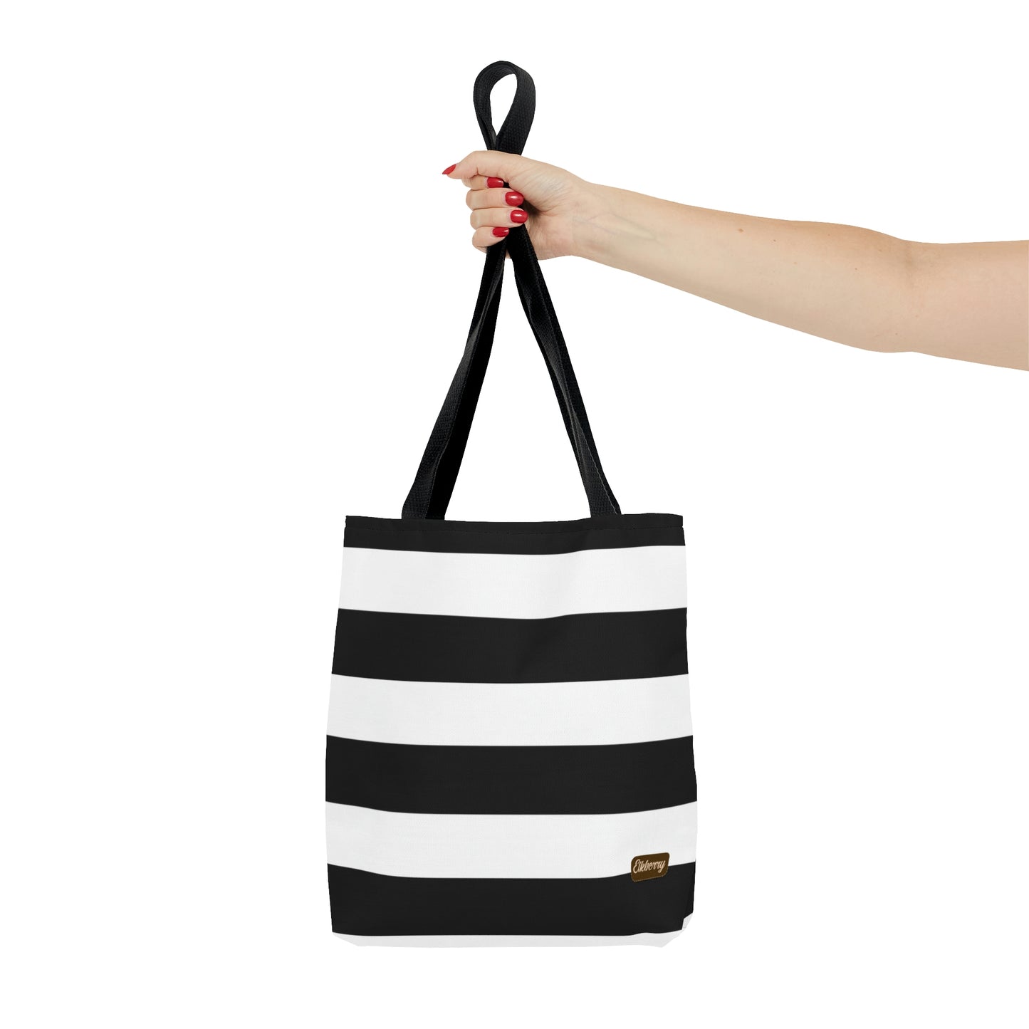 Lightweight Tote Bag - Black/White Stripes