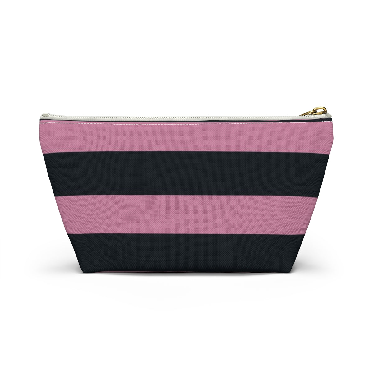 Big Bottom Zipper Pouch - Dusty Rose Pink/Navy Stripes