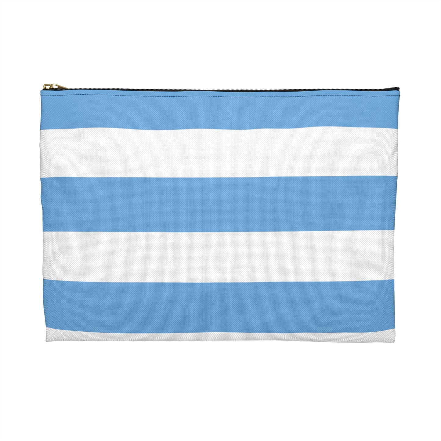 Flat Zipper Pouch - Light Blue/White Stripes