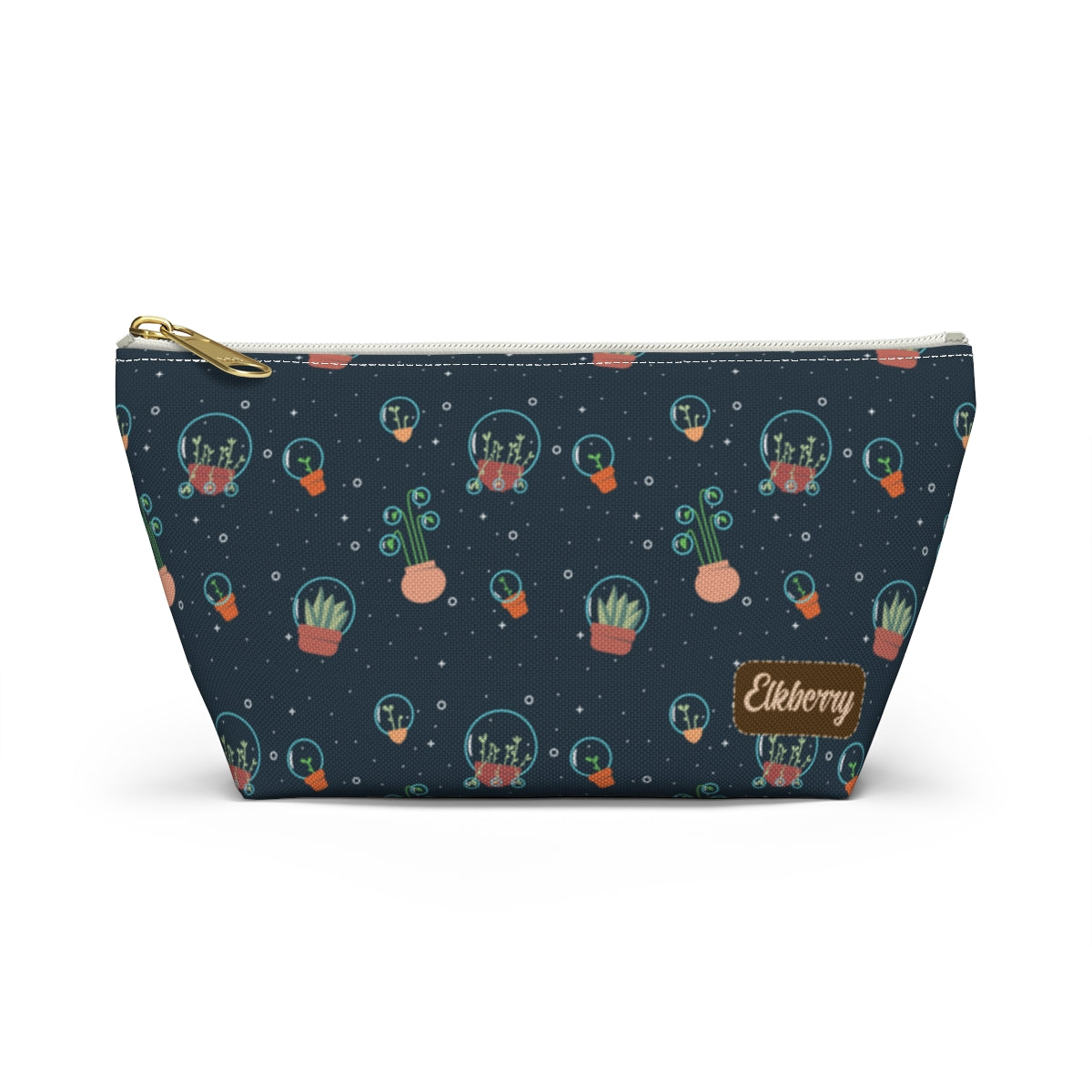 Big Bottom Zipper Pouch - Space Garden