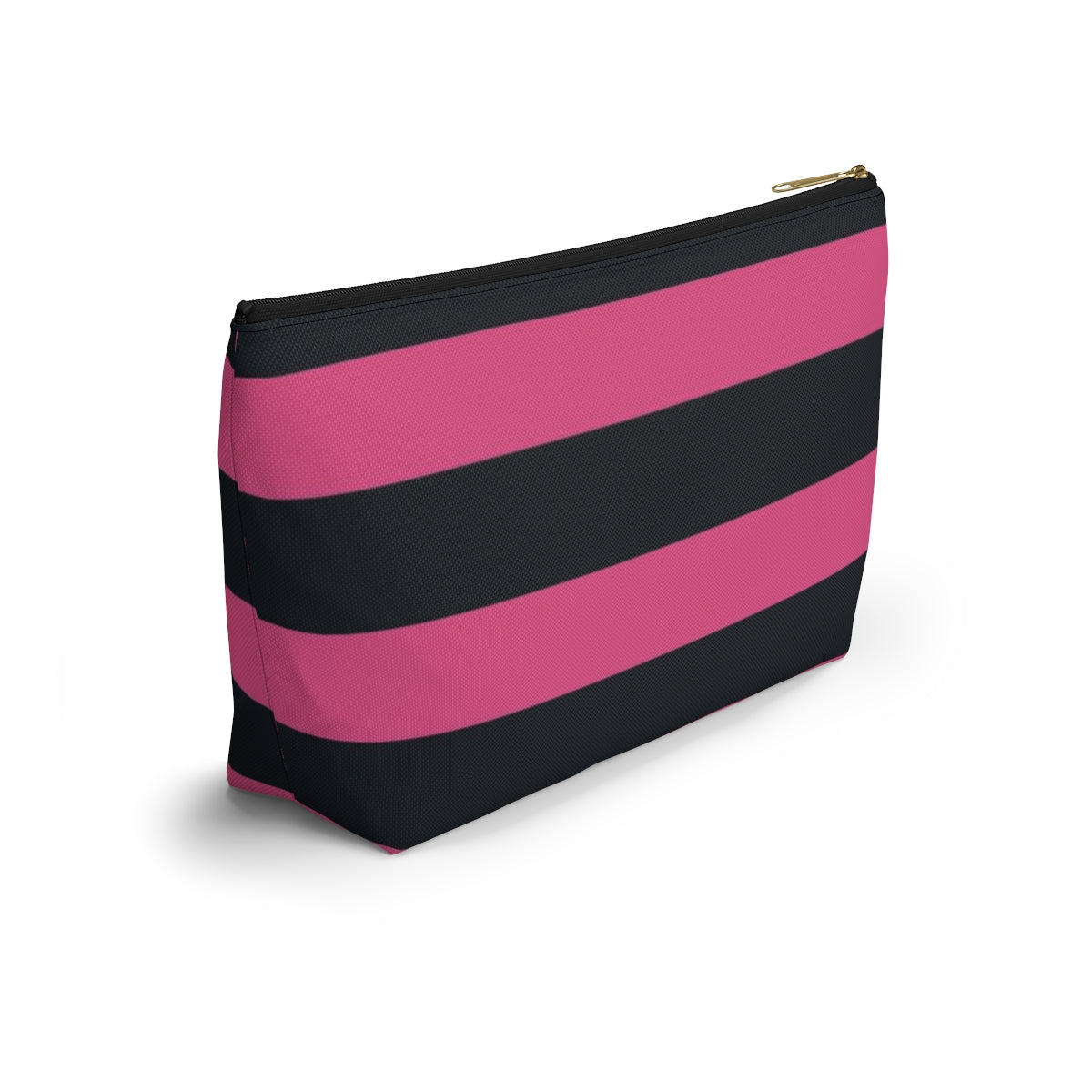Big Bottom Zipper Pouch - Hot Pink/Navy Stripes