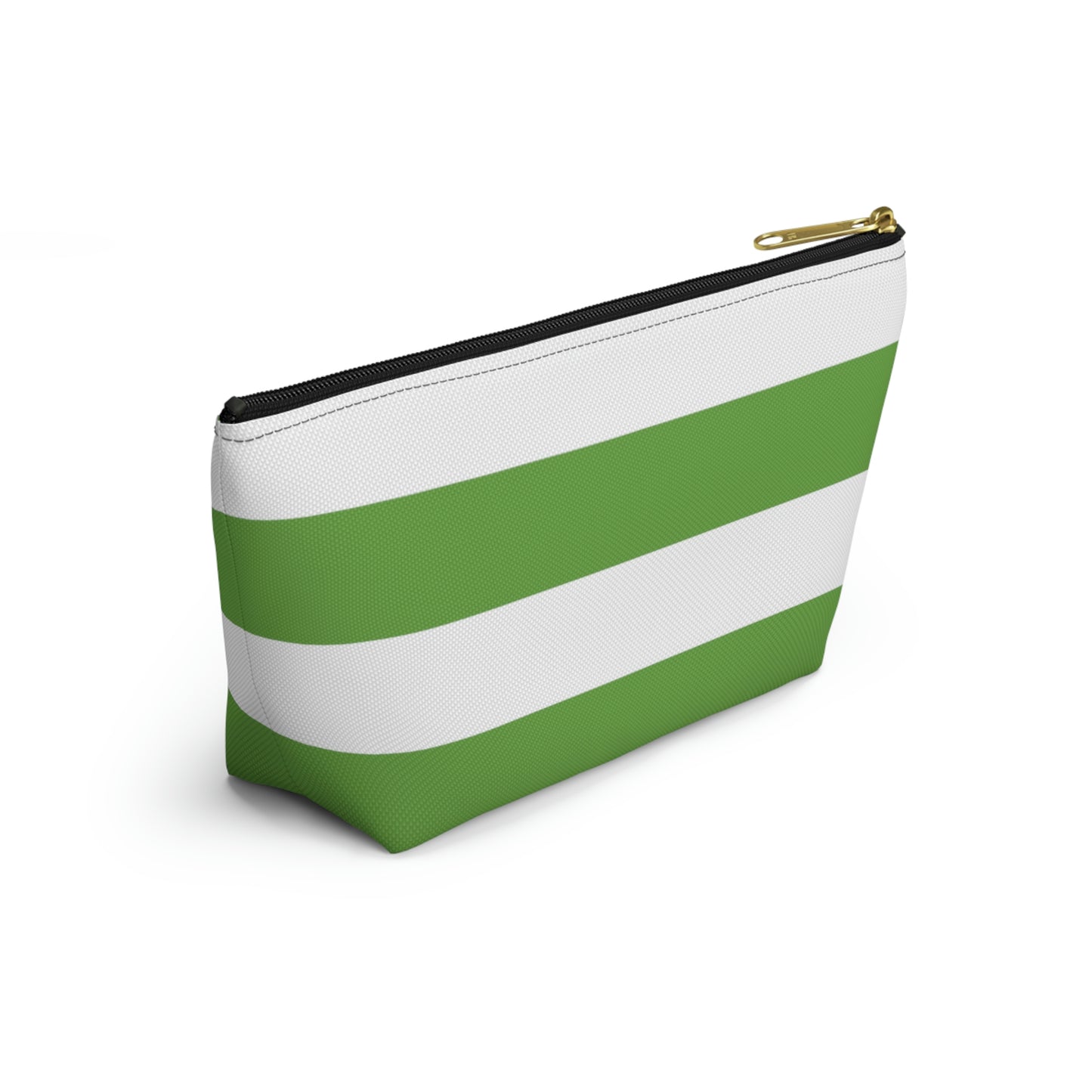Big Bottom Zipper Pouch - Lime Green/White Stripes