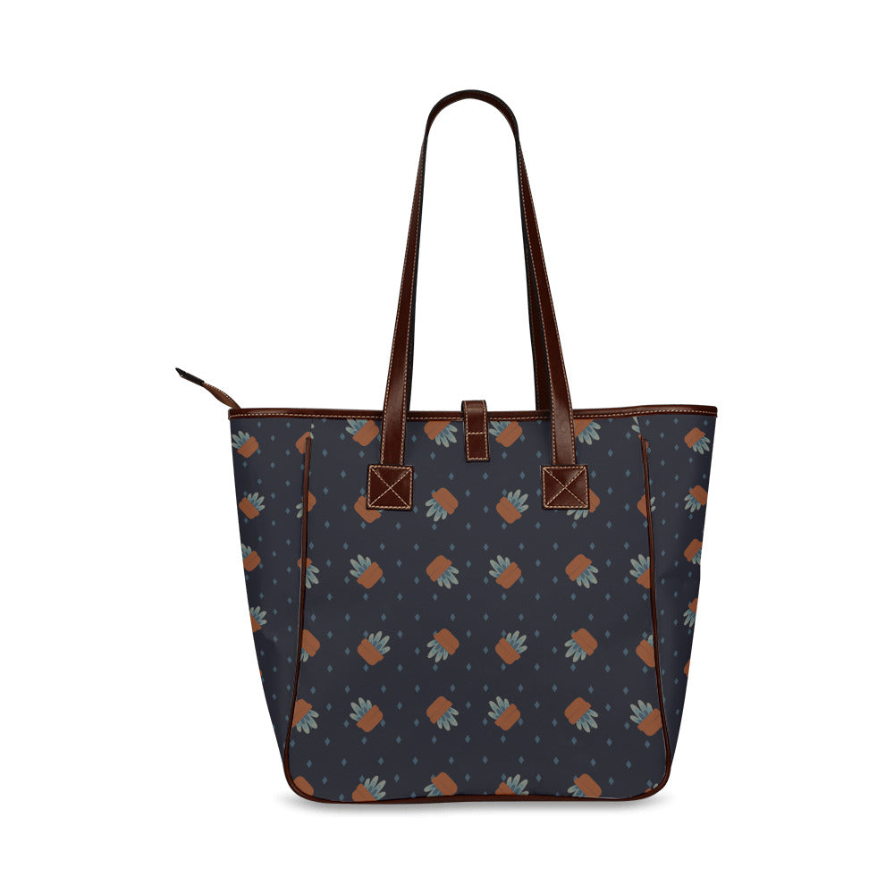 Little Plants - Navy Classic Tote Handbag