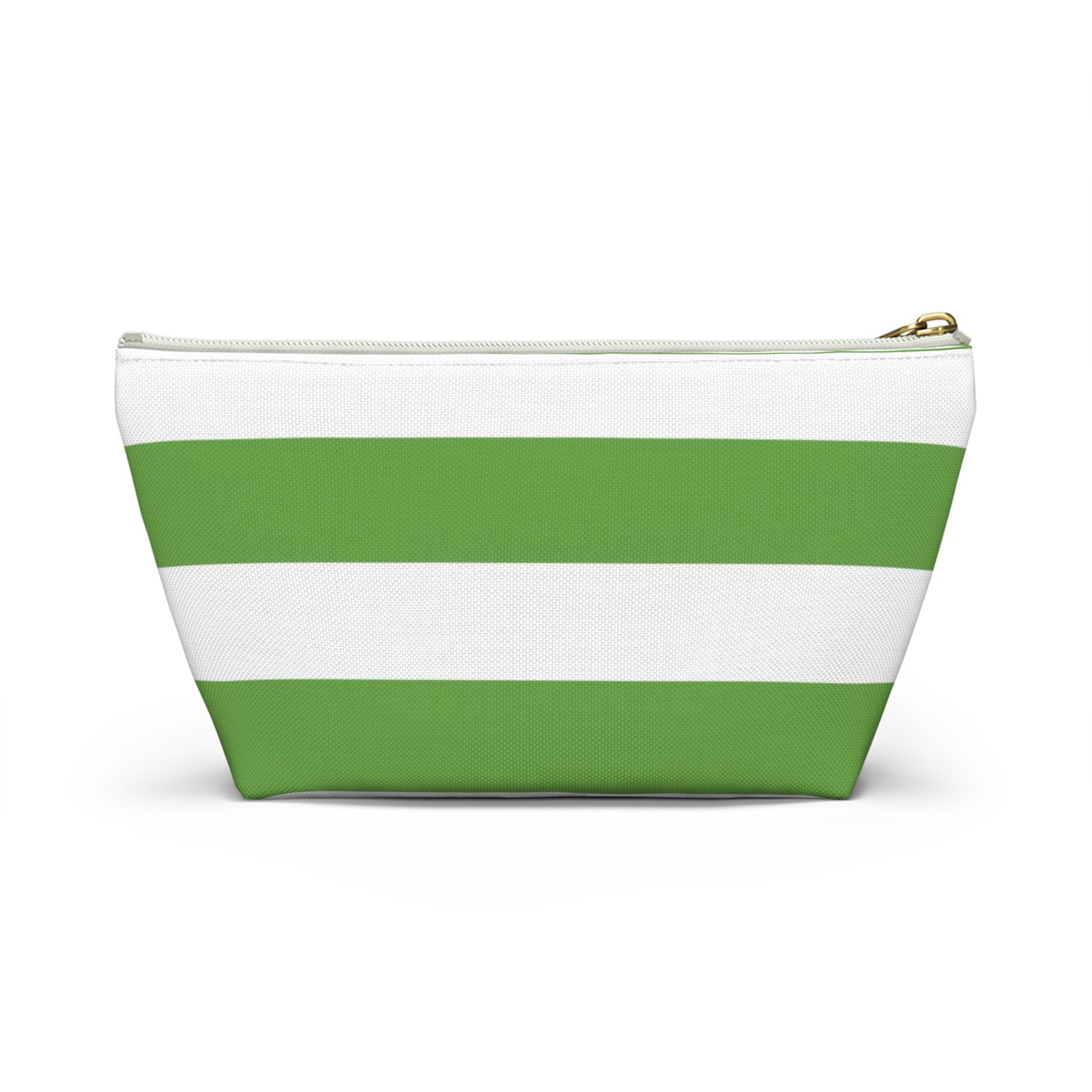 Big Bottom Zipper Pouch - Lime Green/White Stripes