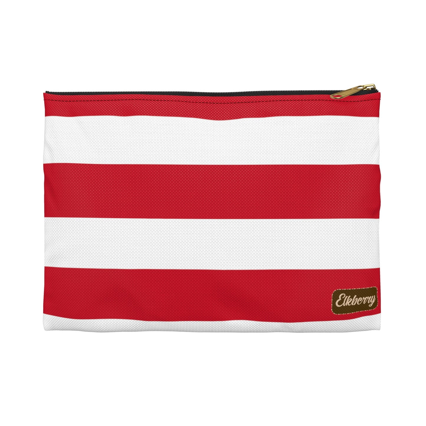 Flat Zipper Pouch - Red/White Stripes