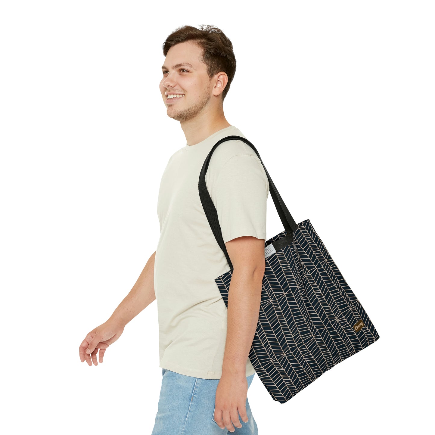 Lightweight Tote Bag - Herringbone in Navy