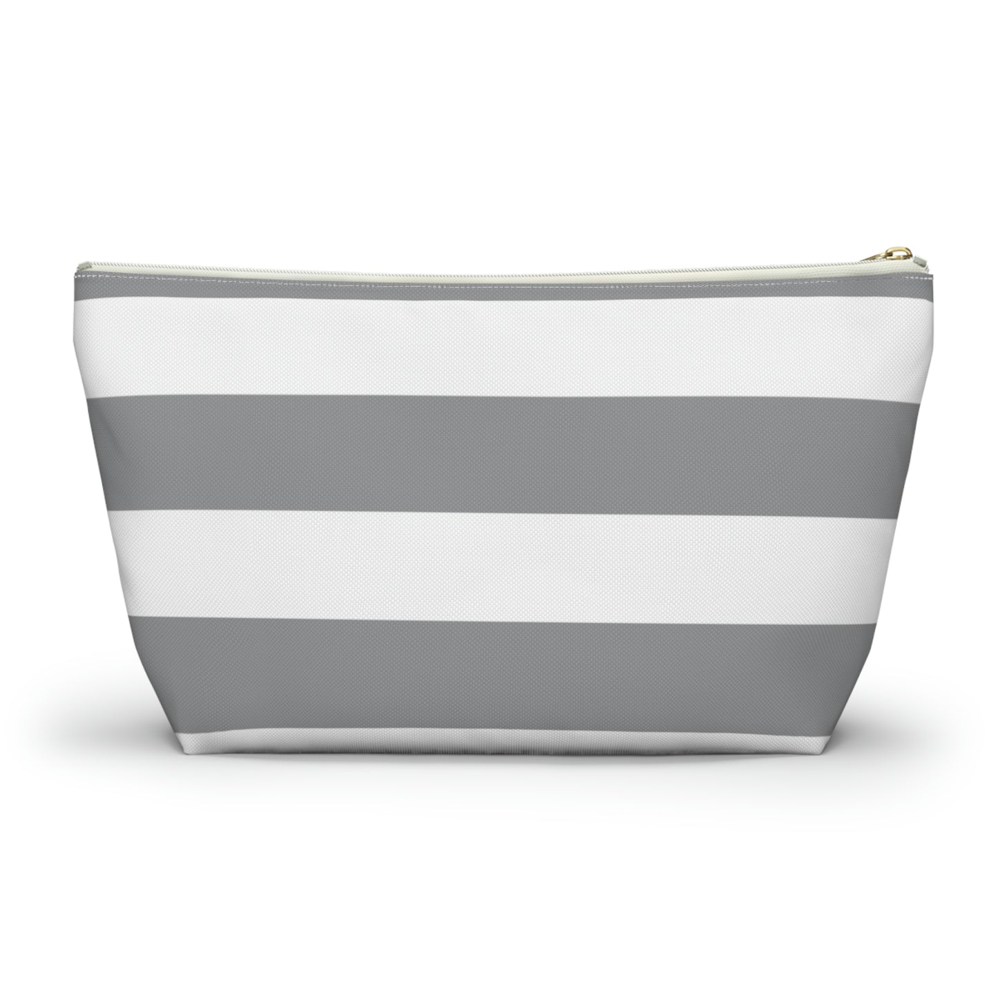Big Bottom Zipper Pouch - Ash Gray/White Stripes
