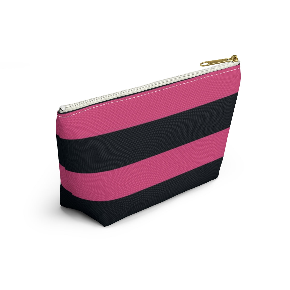 Big Bottom Zipper Pouch - Hot Pink/Navy Stripes