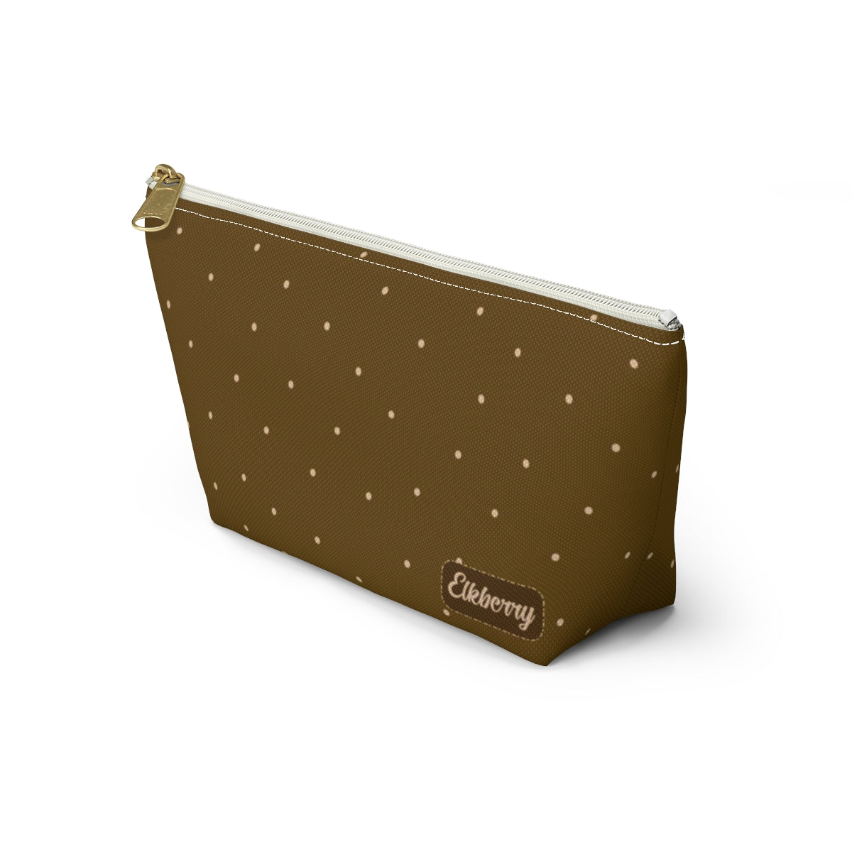 Big Bottom Zipper Pouch - Dots on Mustard