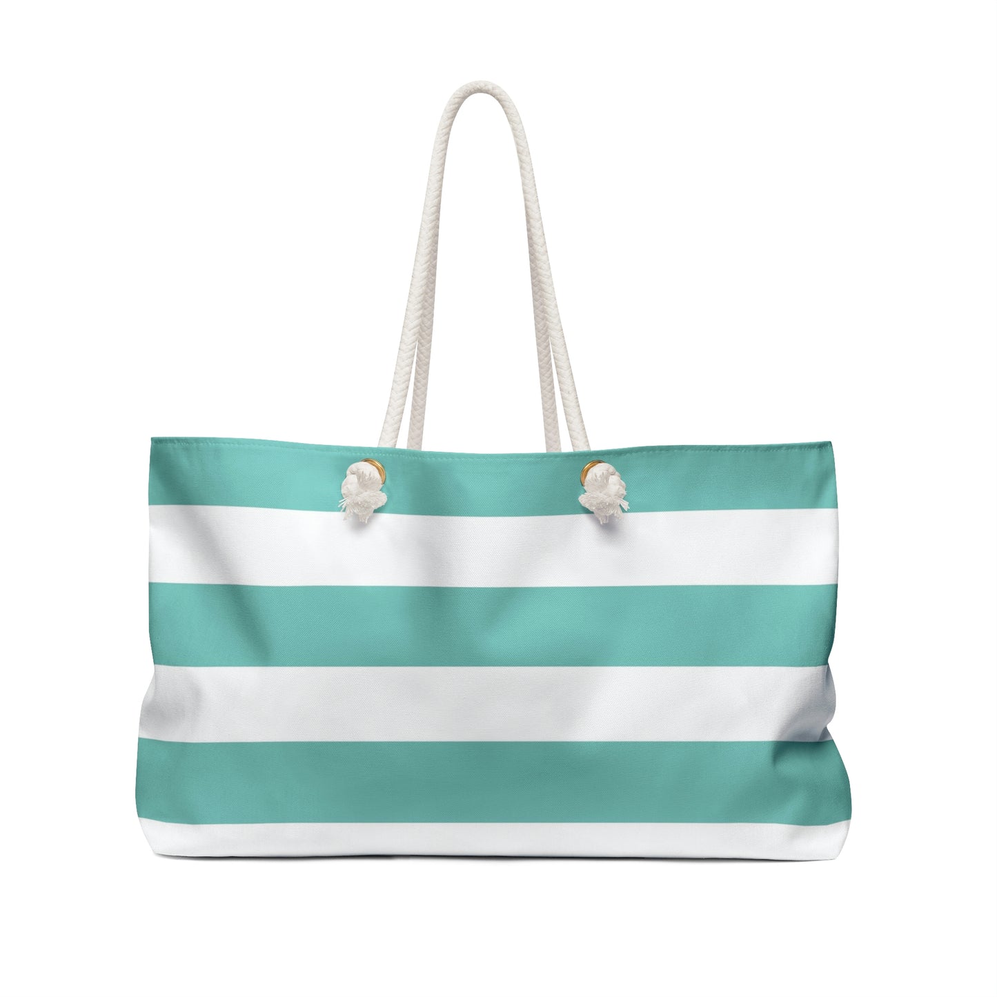 Weekender Tote Bag - Aqua/White Stripes