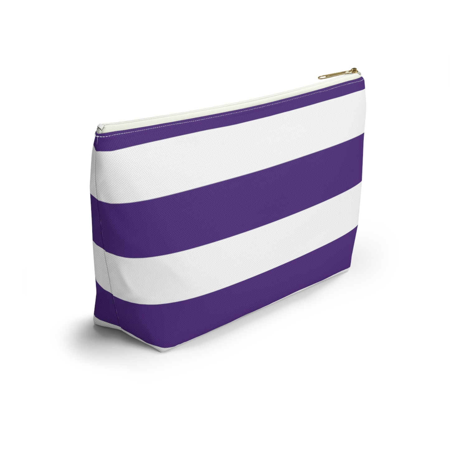 Big Bottom Zipper Pouch - Purple/White Stripes