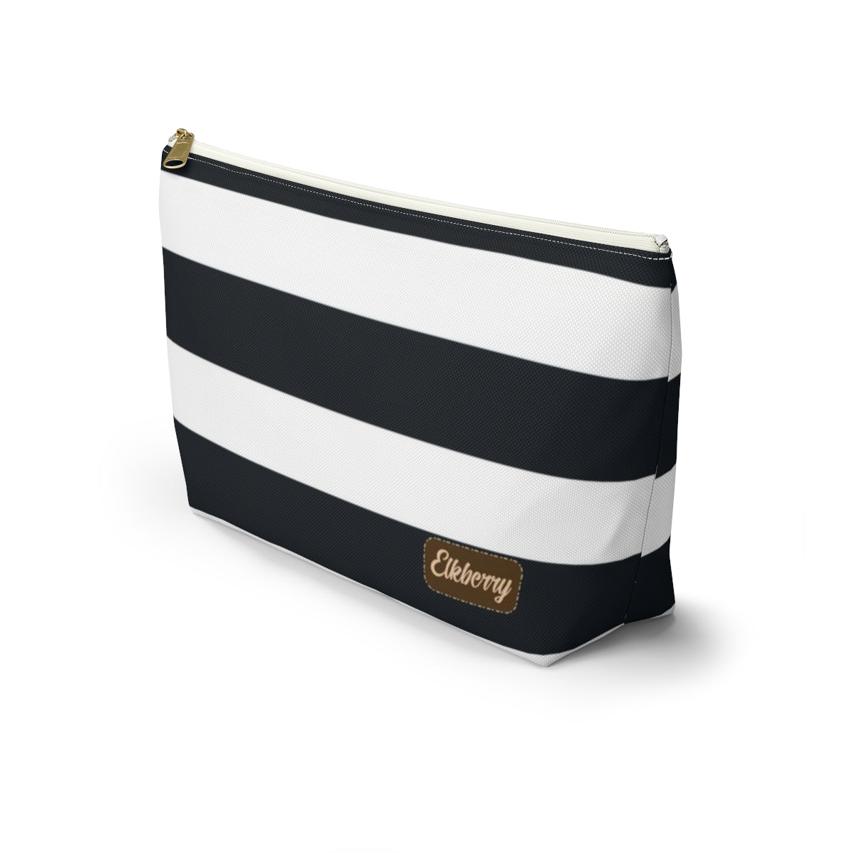 Big Bottom Zipper Pouch - Navy/White Stripes