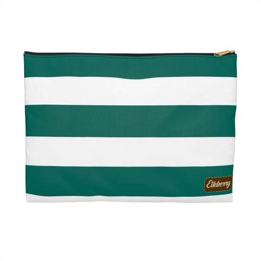 Flat Zipper Pouch - Turquoise/White Stripes