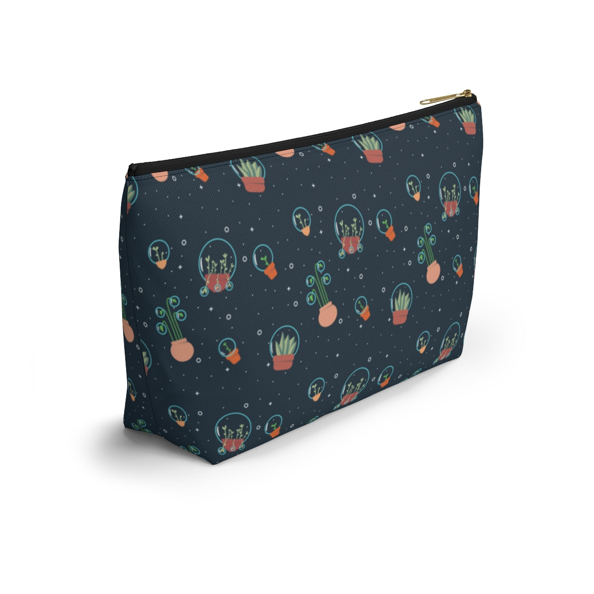 Big Bottom Zipper Pouch - Space Garden